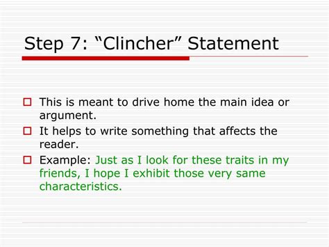 what is a clincher in an essay and how does it contribute to the overall effectiveness of a thesis statement?