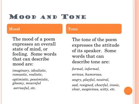 what is mood in poetry what does it mean when a poem has a sad mood?